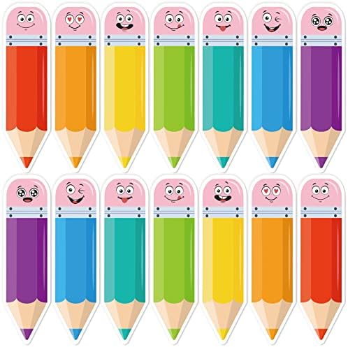 AnyDesign 49pcs de volta aos recortes da escola com 100 pcs de cola de coloração arco-íris recortes de lápis Nome tags etiquetas