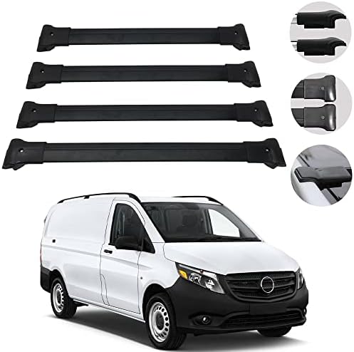 Barras cruzadas de prateleiras, bagagem de porta -malas, trilho de alumínio preto de alumínio preto 4 PCs. Para Mercedes