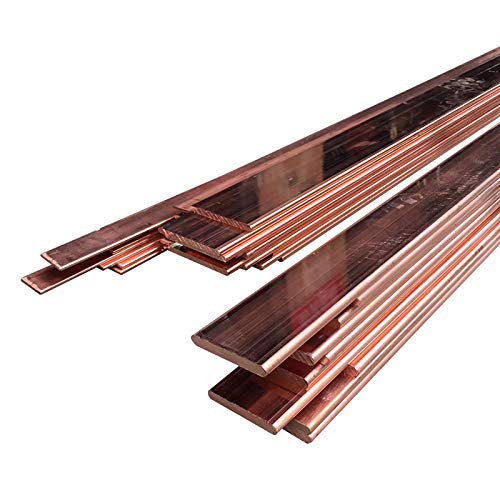 Barra de cobre retângulo mssoomm sem cantos arredondados 5 mm x 30 mm x 635 mm, barra de barramento de cobre C110 99% de cobre