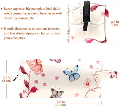 Bolsa de maquiagem, bolsa de cosméticos, organizador de bolsa de maquiagem à prova d'água, Cristão rosa Vintage Butterfly
