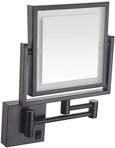 Lianxiao - espelho de maquiagem de carga USB montado na parede com luzes LED e espelho de vaidade de ampliação 1x/3x