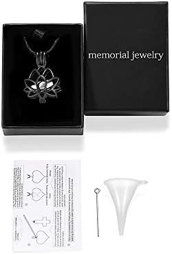 Jóias de cremação Colar de pingente de urna com jóias de cremação de urna oca para cinzas forma de flor de lótus