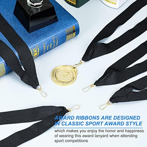 Pacote de pacote Black Award Ribbon Capbons Medal Ribbons Ribbons de pescoço plano para medalhas com clipes de encaixe
