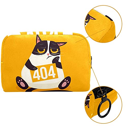 Bolsa de higiene pessoal Bolsa de lava -lava de maquiagem cosmética de viagem com zíper Cute Angry Cat Kitty 404 Página