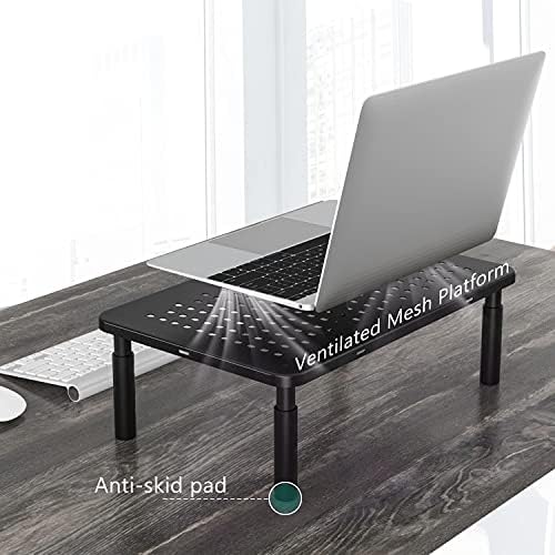 Wali Monitor Stand Riser, suporte de suporte de laptop ajustável, 3 altura ajustável sob armazenamento para material de escritório, 2 pacote, preto
