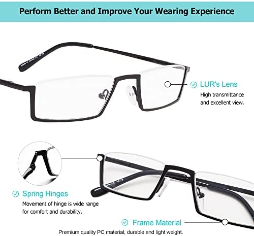 Lur 3 pacotes de óculos de leitura de meio aro + 3 pacotes de óculos de leitura de metal