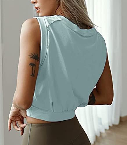 Camisetas atléticas de topo de colheita para mulheres fofas de ioga sem mangas, executando camisas de treino de ginástica