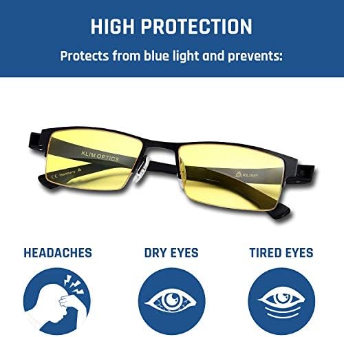 Klim Optics Blue Light Blocking Glasses Reduza a tensão ocular e a fadiga e o teclado de jogos sem fio Chroma - pacote de bateria recarregável de longa duração