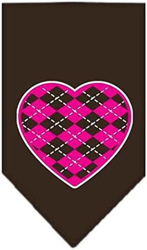 Mirage Pet Products Argyle Heart Pink Print Bandana para animais de estimação, cacau, cacau
