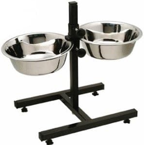 LEO PET PET Aço inoxidável Double Diner Food Bowl Stand para cachorro 2800 ml x 2