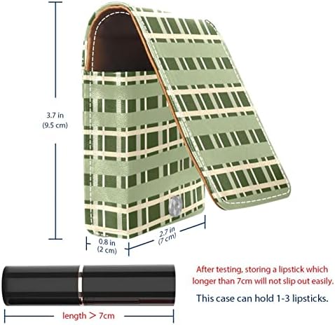 Caixa de batom de Oryuekan com espelho bolsa de maquiagem portátil fofa bolsa cosmética, verificação verde da faixa de farinha