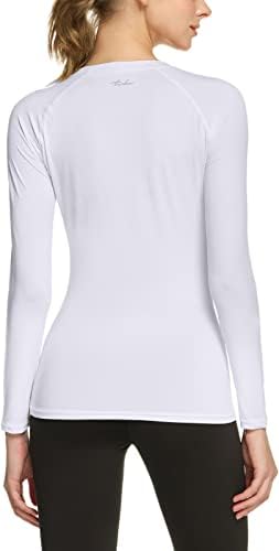 TSLA 1 ou 3 Pacote camisa de compressão esportiva feminina, tampas de treino de manga longa de ajuste seco fresco, camisetas