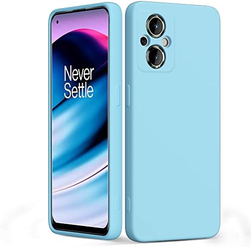 Para uma caixa do OnePlus Nord N20 5G, capa de telefone de borracha de silicone líquido de toque suave com almofada de forro de microfibra, tampa protetora à prova de choques fino para OnePlus Nord N20 5G, azul claro