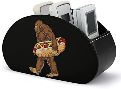 Bigfoot carregando HotDog Remote Control titular PU CAIL DE CALARO DE TV REMOTO Organizador de armazenamento com 5 compartimentos para casa, escritório, decoração de mesa
