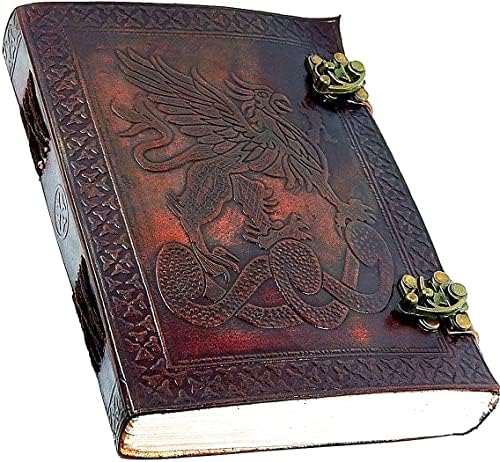 Montexoo Leather Journal Dragon Dungeons Dragonette Diário Alinhado SketchOok Notebook com Lock for Men Mulheres DND Viagem Bullet Handmade