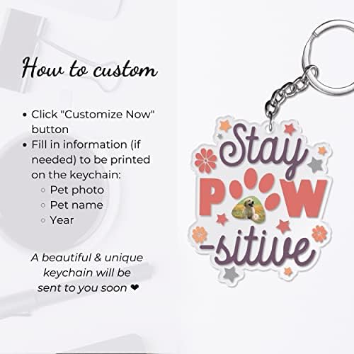 Stay Pawsitive Custom Kicchain ChainChains fofos para chaves de carro - cadeias -chave para cães e encantos de cachorro -