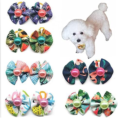 FZBNSRKO 50 PCS BOWS PET PET BOWNOT BOWS CABELOS DE CABELOS COM BANDS DE BORRAGEM ACESSÓRIOS DE DOG