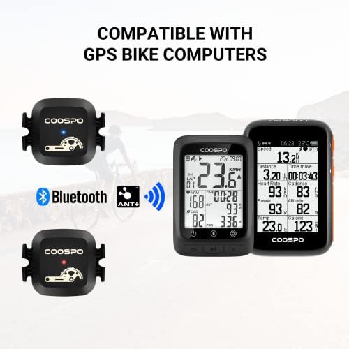 Sensor de velocidade de cadência do coospo para ciclismo, sensor sem fio de Ant+ Bicicleta Bluetooth para computadores