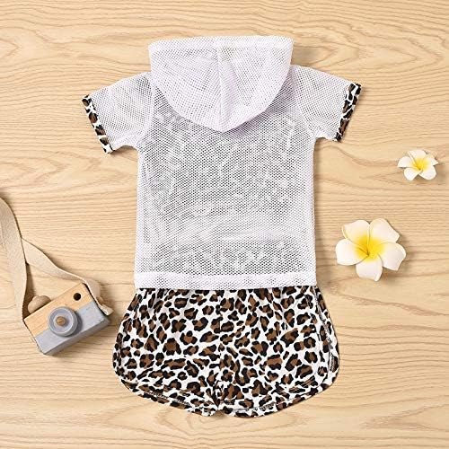 Sikye Conjunto de bebê +capuz +casaco curto impressão infantil tops de calças de leopardo conjuntos de meninas presentes