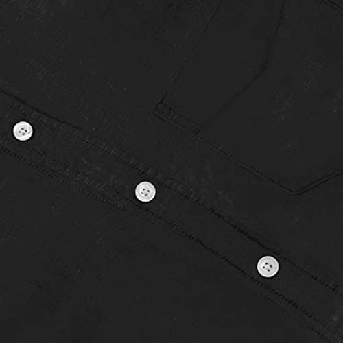 ZDDO Mens Camisas casuais linho de algodão Botão de manga comprida