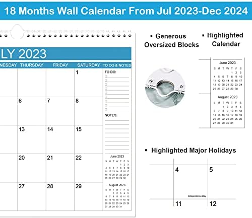 2023-2024 Calendário de parede-18 Calendário mensal de parede 2023-2024, julho de 2023-dezembro de 2024, 15 x 11,5, forte