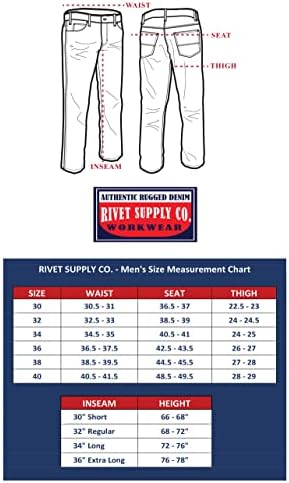 Rivets Supply & Company Men's Workwear Fit Rugged Relaxed, Lavagem de luz média, 40w x 34L