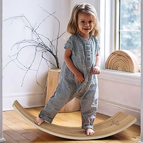Sayoneyes Wooden Wobble Balance Board - Aumente o equilíbrio e a coordenação para crianças e adultos com rotação de 360 ​​graus
