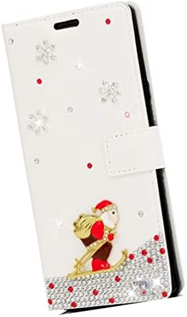 Fairy Art Crystal Cartlet Caixa de telefone compatível com iPhone XS Max - Papai Noel - Branco - 3D Madeiro Glitter Bling Cover