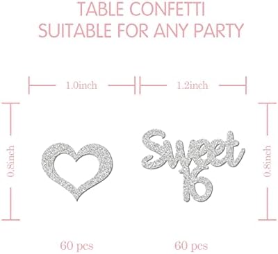 Halodete Sweet 16 Confetti - Decorações de mesa de festas de 16 anos da menina - 16º aniversário de casamento Confetti