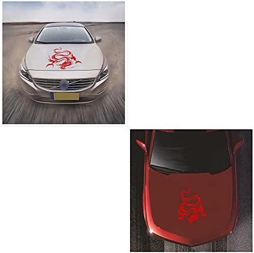 Dragon Graphic Car Hood Sticker Auto-adesivo Decalques gráficos de vinil 19,69 '' x 14,57 '', vermelho