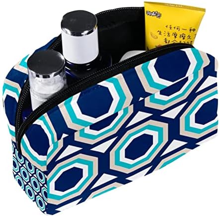 Bolsa de higiene pessoal, bolsa de higiene pessoal, kit de dopp para homens, kit de barbear masculino de bolsa de banheiro de viagem, kit de viagem pequenos sacos para homens, azul marinho hexagonal padrão geométrico moderno