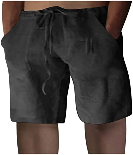 Shorts de linho de algodão wenkomg1 para homens, shorts de praia leves leves no verão de pijama estampado casual PJ troncos