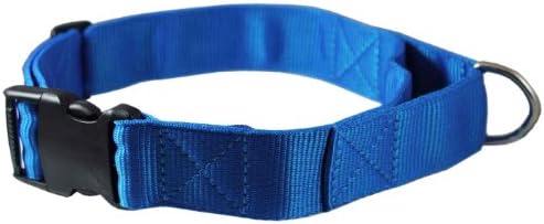 Colar de cachorro de nylon ajustável com alça 1,75 largura 22 -27 pescoço x-grande azul