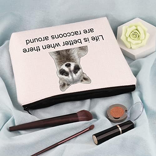 Jniap Raccoon Animal Cosmetic Bag Raccoon Gift Life é melhor quando há guaxinins em torno do presente de maquiagem do maquiador