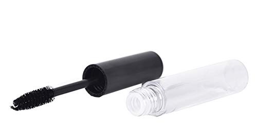 Besyousel10ml Tubo de rímel vazio com tampa preta, recipientes cosméticos recarregáveis ​​e varinha, recipiente de rímel DIY, garrafa