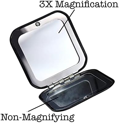 Iconikal Metal Compact Mirror 1x / 3x ampliação, preto, 2 pacote