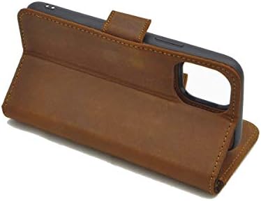 Capa de carteira de couro genuíno Zagrose para iPhone 11 Pro Max, capa de flip de luxo com kickstand e slots de cartão de