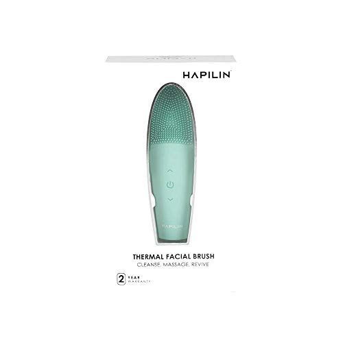 Escova facial térmica Hapilin® - Massageador facial com pulsações suaves - 7 velocidades - impermeável - 2 lados - Micro dedos de silicone
