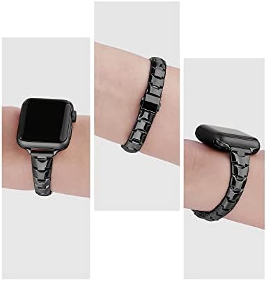 Secbolt Bands Slim Compatível com Apple Watch 38mm 40mm 41mm 42mm 44mm 45mm Série Iwatch 8/7/6/5/4/3/3/1 1/SE, pulseiras de aço inoxidável para mulheres