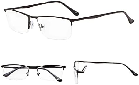 Gud Reading Glasses 6 pares Classic Leitores retangulares leves de meio-aro para homens Mulheres +2,00