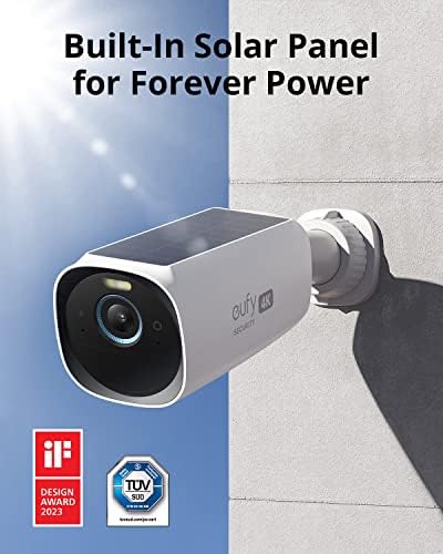 EUFY Security Eufycam 3 Câmera complementar, câmera de segurança Câmera sem fio, câmera 4K, Forever Power com painel solar, reconhecimento