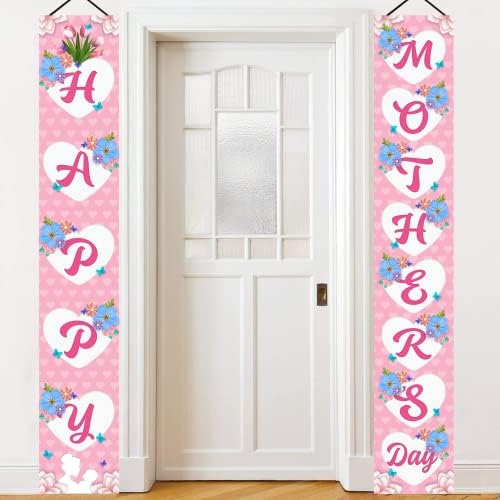 71 x 12 Feliz Dia das Mães Banner, Decorações do Dia das Mães Feliz, Pink Happy Mothers Day Banner para Decorações de Portas do