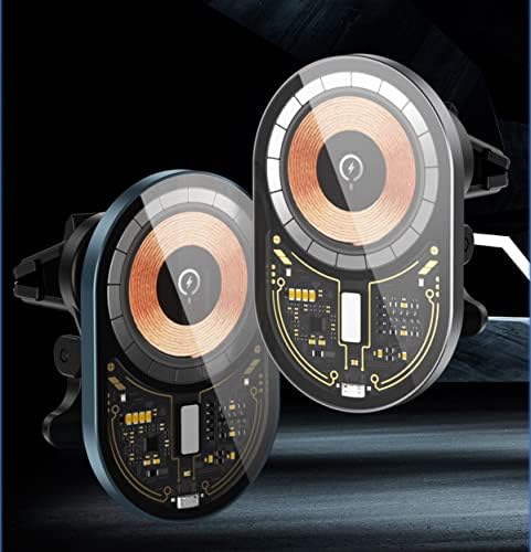 Xyajuang transparente carregador de carros sem fio magnético, montagem de ventilação de ar de carregamento compatível, compatível com iPhone 14/14 max/14pro/14pro max/13/13 pro/13 pro max/12Series