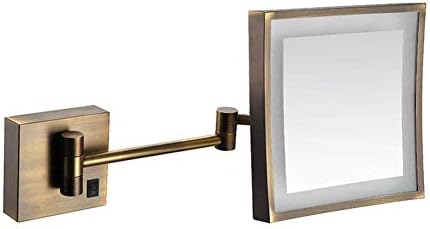 Espelho de maquiagem de montagem de parede iluminada de 8 polegadas, ampliação de 3x, extensão de 4,3 polegadas, rotação giratória
