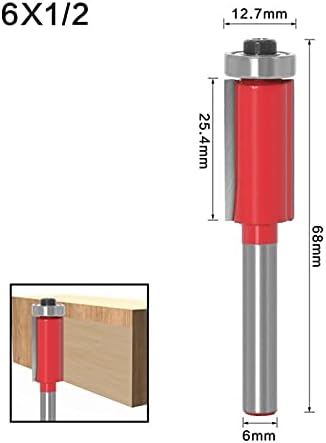 Cortador de moagem de superfície de 6 mm de 1/4 de moinho reto de haste com rolamento para molho de madeira e gravura de tungstênio
