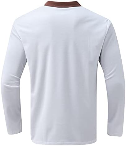 Camisas pólo zíper zdfer para homens, retalhos de retalhos de colarinho de manga longa camiseta