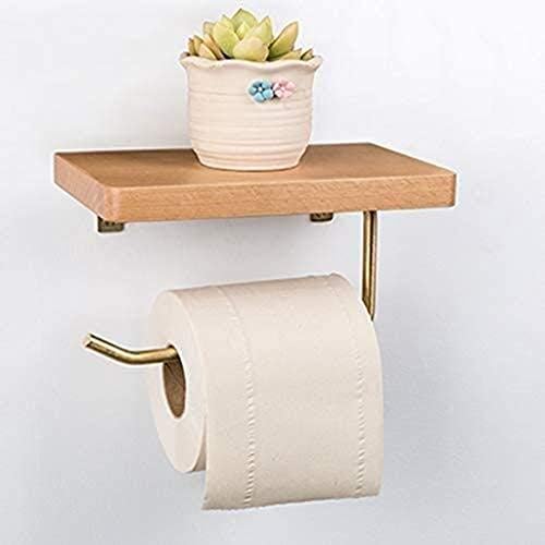 YFQHDD Wood Woodlet Paper Stand Stand Stand Hanet Roll Haquer de parede Montado