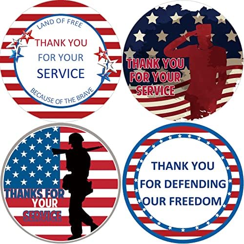 Obrigado por seus adesivos de serviço 80 peças, etiquetas patrióticas de agradecimento, festas militares favorecem os veteranos de decoração de 2 polegadas