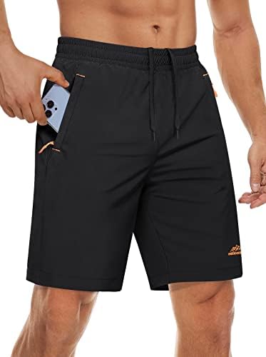 Shorts de shorts masculinos de Magcomsen shorts de caminhada rápida com bolsos com zíper para academia, treino, atlético,