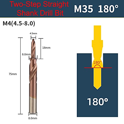 M35 HSS-Co Cobalto de dois estágios Drill Bit Bit Bit Counterbore Twist Contra-Chandtersink Drill para perfuração e chanfro de aço inoxidável